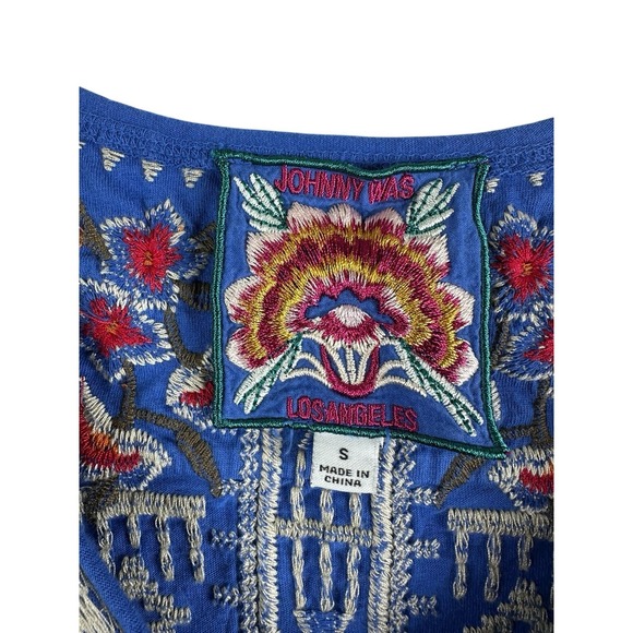 Johnny Was IZORA Knit Drape Embroidered Cotton Top Sz S Boho Festival - Picture 3 of 9